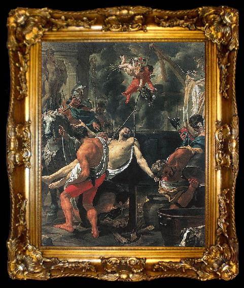 framed  Charles le Brun Martyrdom of St John the Evangelist at Porta Latina, ta009-2